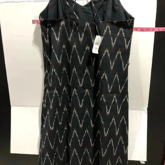 LOFT Strappy X-back V-neck, Lined,Side Zipper,black pattern Summer midi - Picture 3 of 10